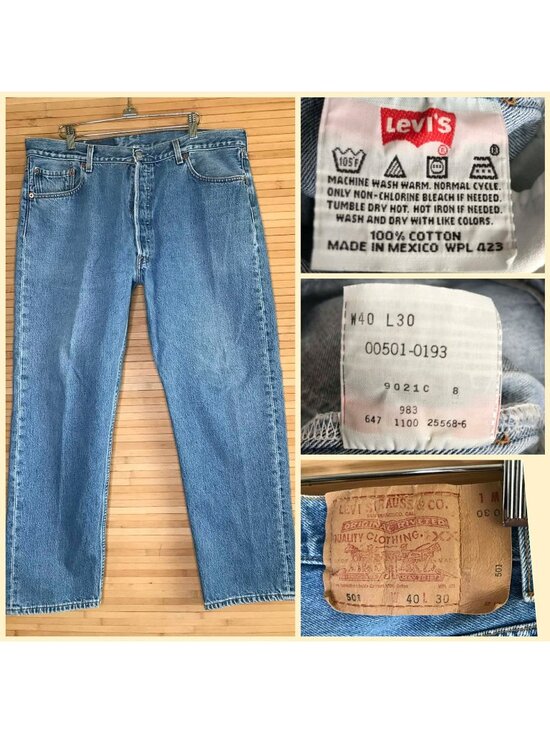 Levi's Other - Vintage Levi 501 Jeans 40x30 act 36x29 2000 Y2K Button Fly Light Wash Levis VTG